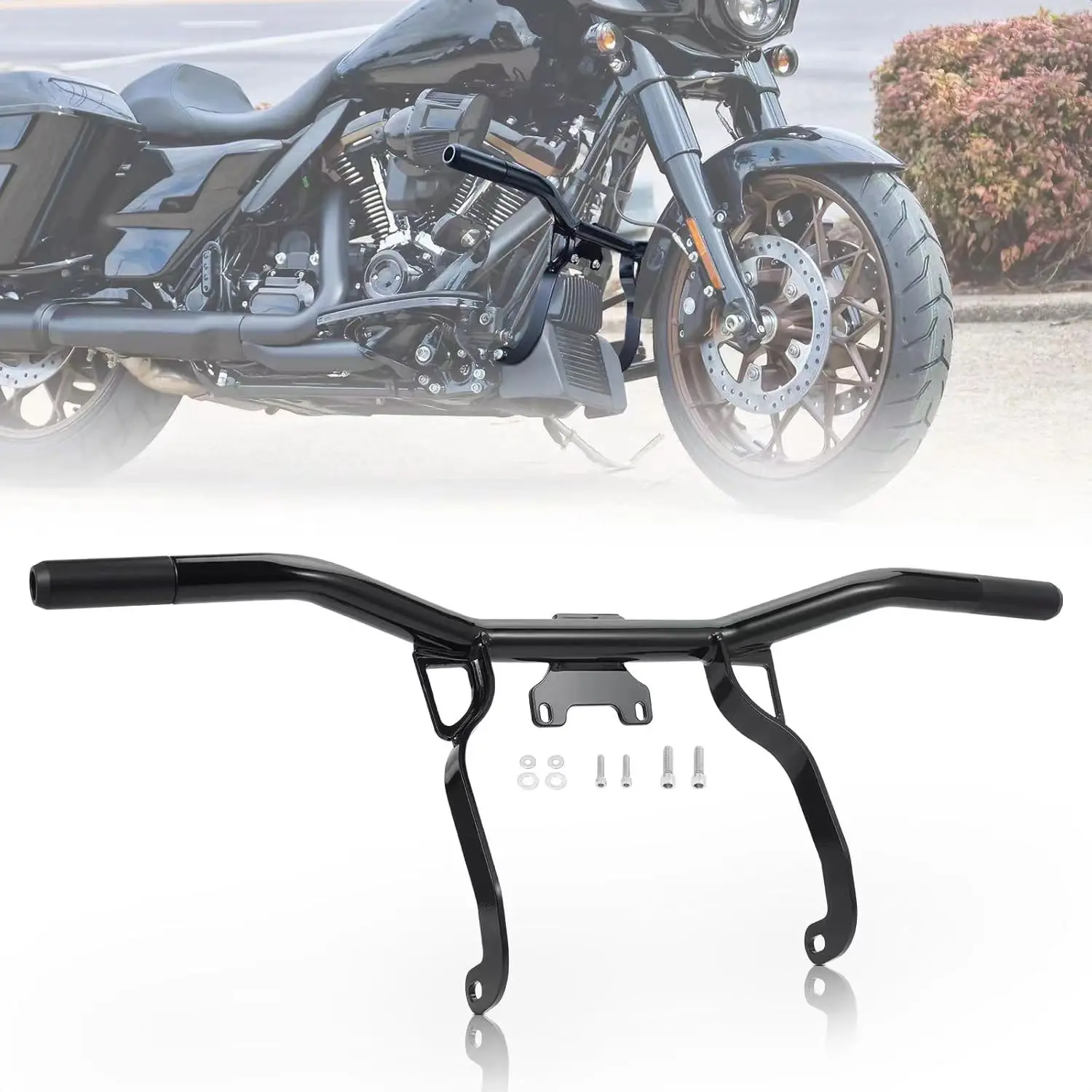 Moto Anteriore Highway Motore Guard Crash Bar Acciaio Protezione dalla caduta Nero Per Harley Road Glides Street Glides 2014-2023