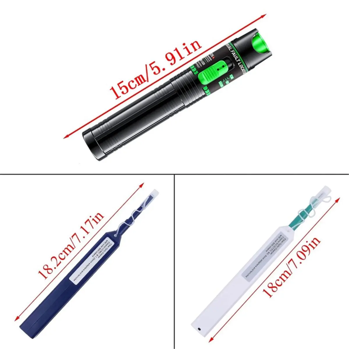 Fiber Optic Test Kit 30KM Fiber Optic Green Light Pen 1.25mm 2.5mm Flange Jumper Source Cleaning Tool