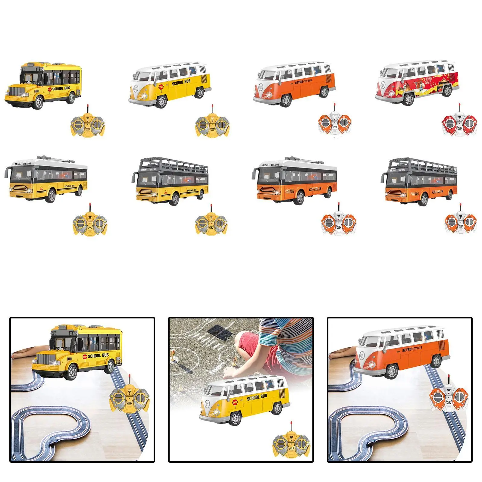 RC Car RC Bus 1/30 Electronic Vehicles All Directions Driving 4 Channel Rubber