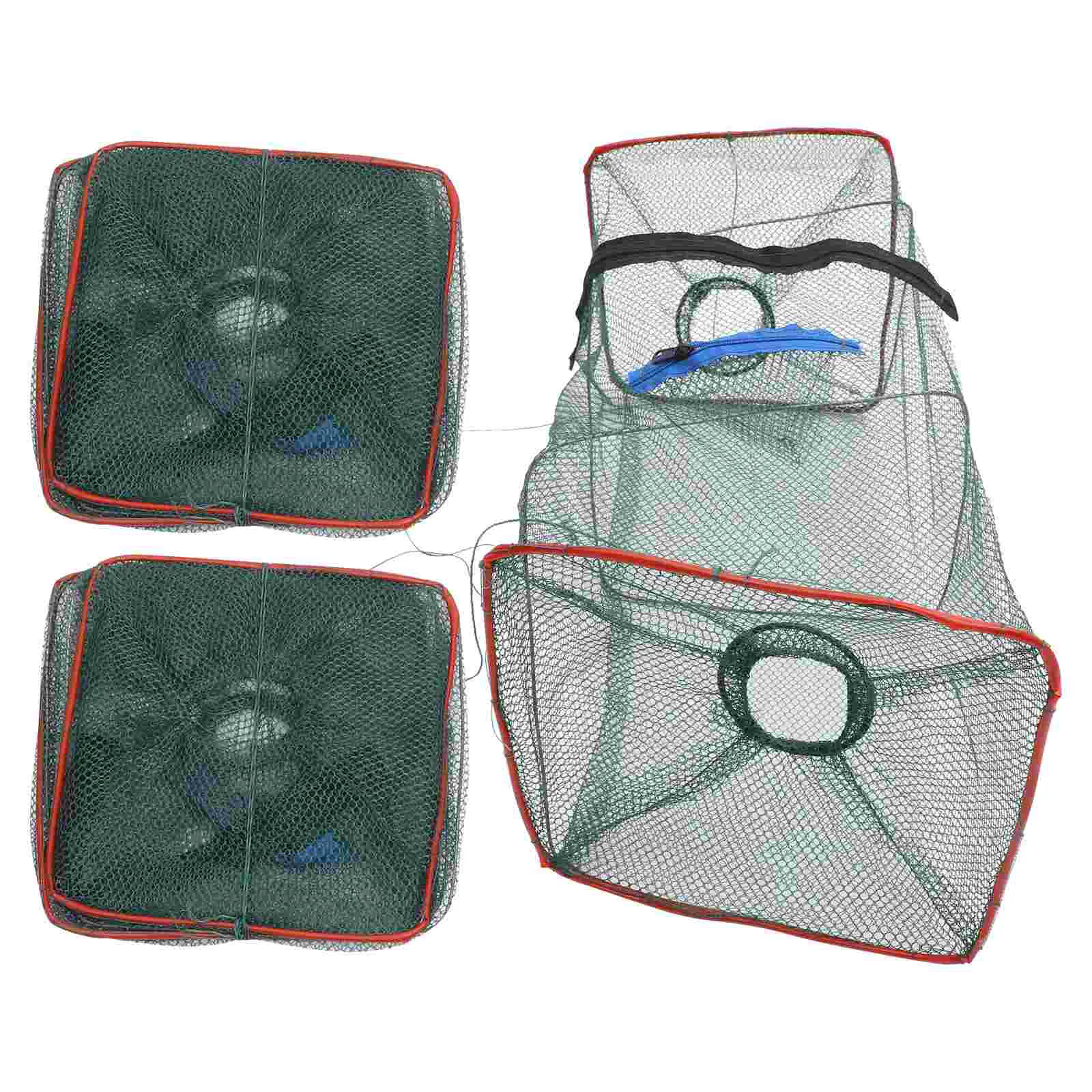 3 Pcs Fishing Shrimp Trap Portable Net Lobster Foldable Crab Cast High-class Folding Minnow for Blue Crabs Alloy