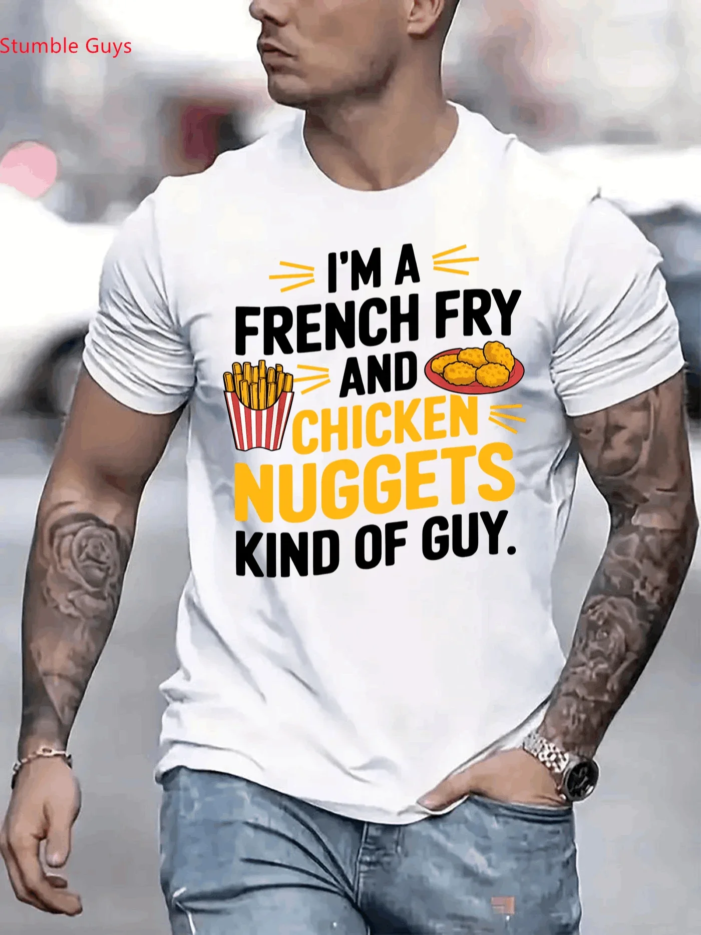 Men's Loose Fit Short Sleeve Tee Summer Fashion Casual Quick Dry Breathable Printed Jersey Street Sportswear Tops