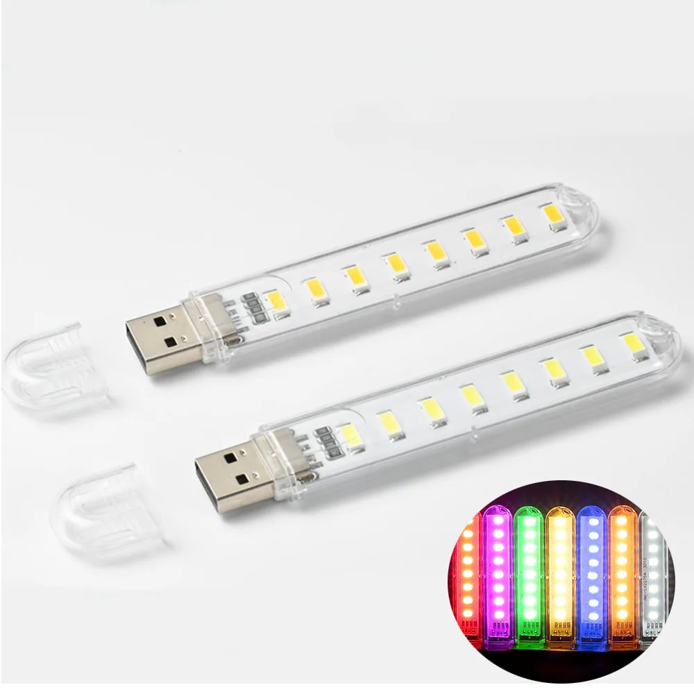 

USB LED-лампа 5В, миниатюрная портативная лампа для чтения, ночник с подключением к сети, 8/24 светодиода для учебы, кемпинга, спальни, праздничного декора