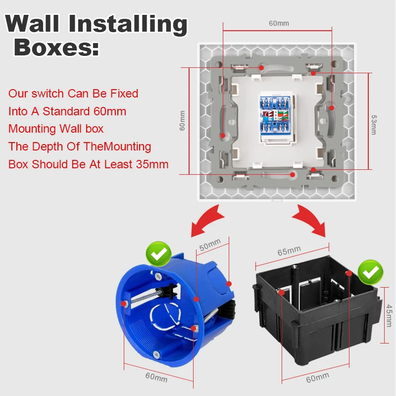 Cat6 rj45 wall socket network socket with TV wall data double socket telephone crystal glass panel rj45 network socket computer