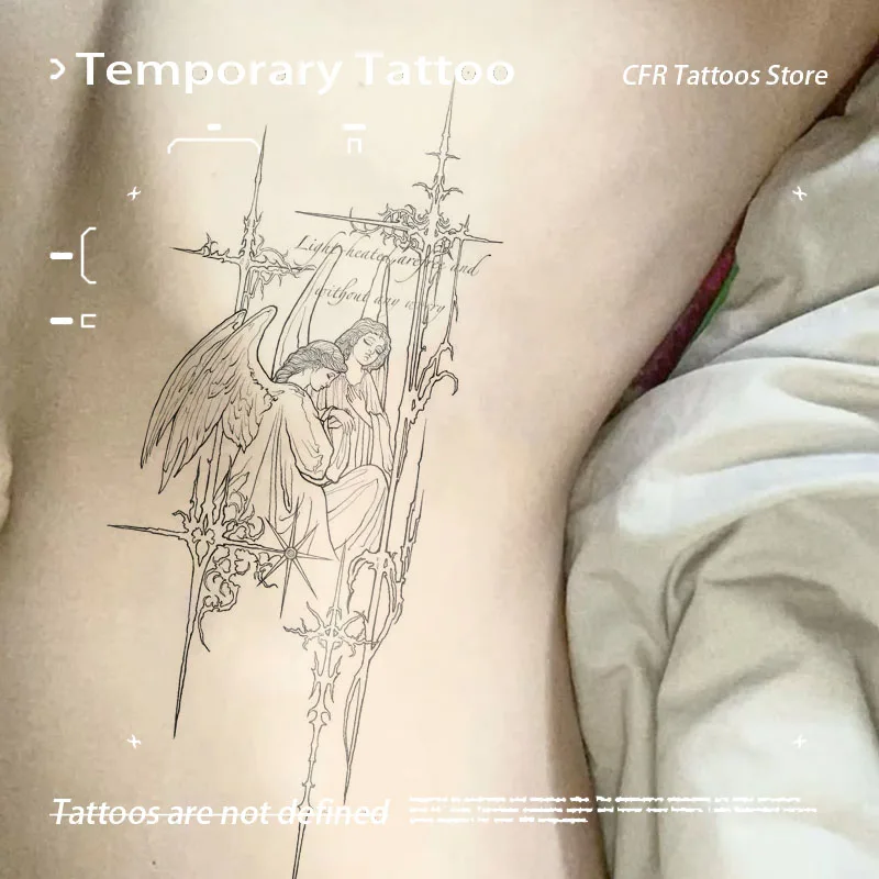 Temporary Tattoos Retro Angel Cross Herbal Juice Tattoo Stickers Fake Tatto Cheap Wholesale 2025 Tatuaje Stickers on Face Art