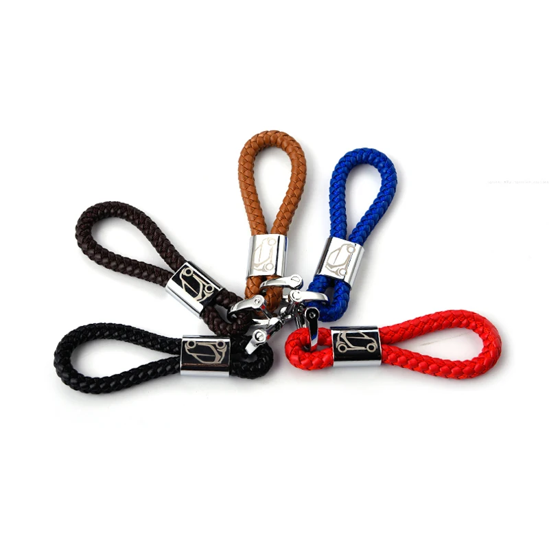 Car Styling PU Leather Braided Keychain for Car Key Bag Pendant Hand Woven Rope Keyring Lanyard Accessories Men Women Decoration