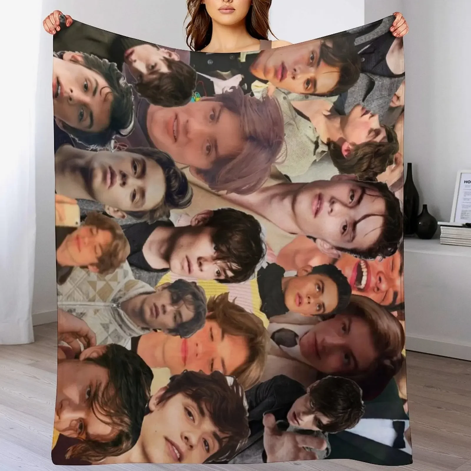 Louis Partridge Photo Collage Throw Blanket Decorative Soft Throw Blanket for Couch Sofa