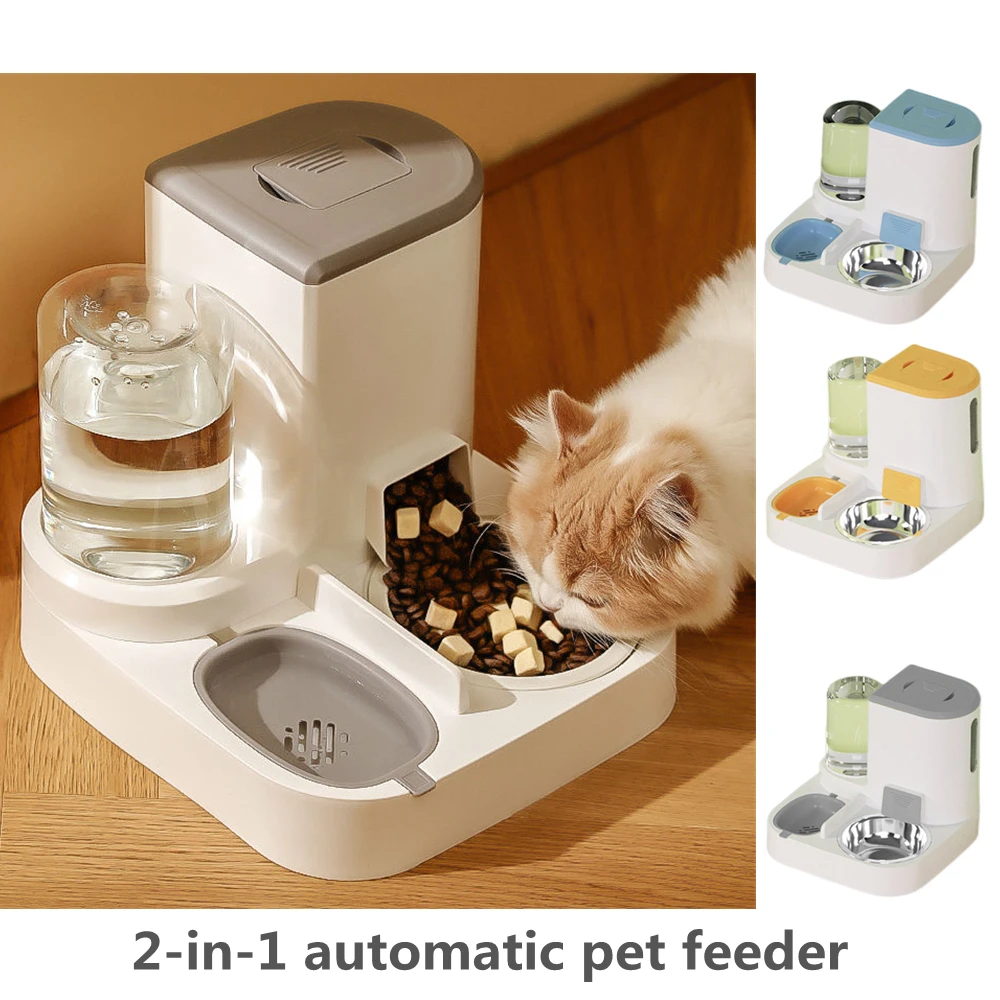 New Automatic Feeder 2 In 1 Food And Drink Dispenser For Pet Wet Dry Separation Dog Cat Kibble Dispenser Food Bowl And Drinker