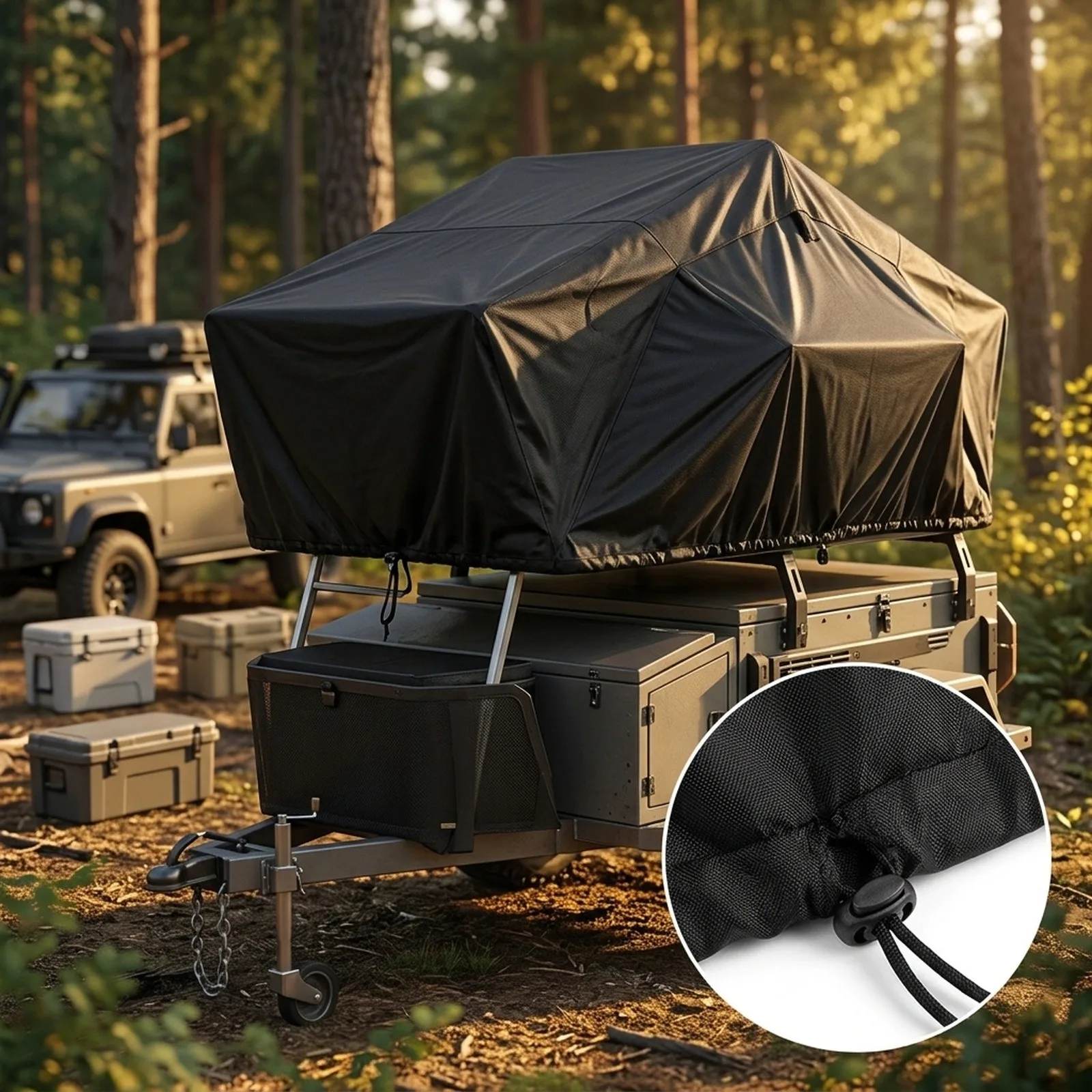 Waterproof for Travel Cover for Camper Trailer for durable Material Easy to Adjust Protects Your Tent during Travel or Storage