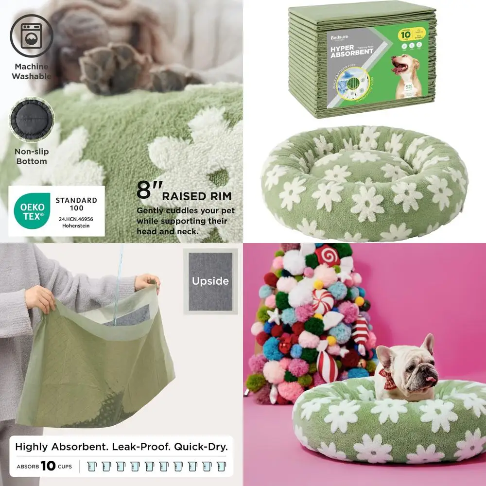 

Medium Donut Dog Bed and Round Cat Bed with Bedsure XL Dog Pee Pads, 30 Count, for Calm and Comfortable Pets