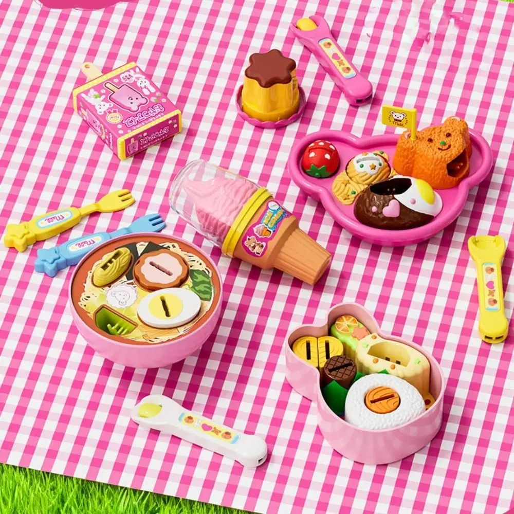 

6pcs/set Little BearShape Pudding Feeding Set Pretend Play Simulation Model Lunch Box Pudding Kawaii Role Play Play House