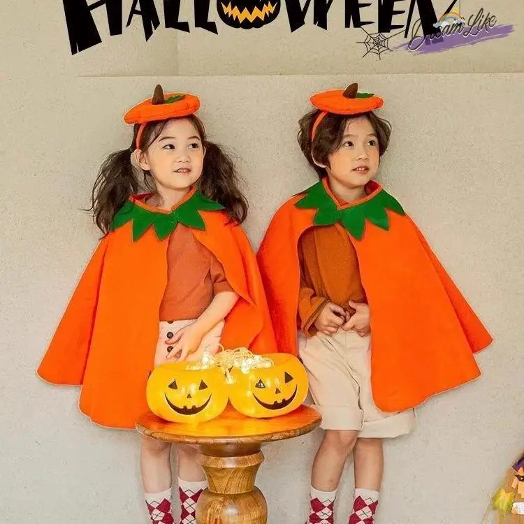 loween Costume per bambini Abiti lunghi per cosplay Zucca Ragazzo Ragazza Vestito Bambino Asilo nido Abito da ragazzo Fibra di poliestere