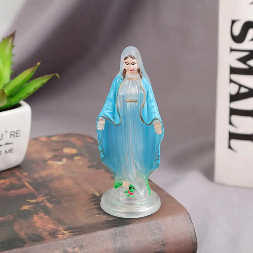 Luminous Mary Statue Plastic Awesome Luminous Virgin Mary Figurine Waterproof Woman Shape Church Display Model Home Decoration