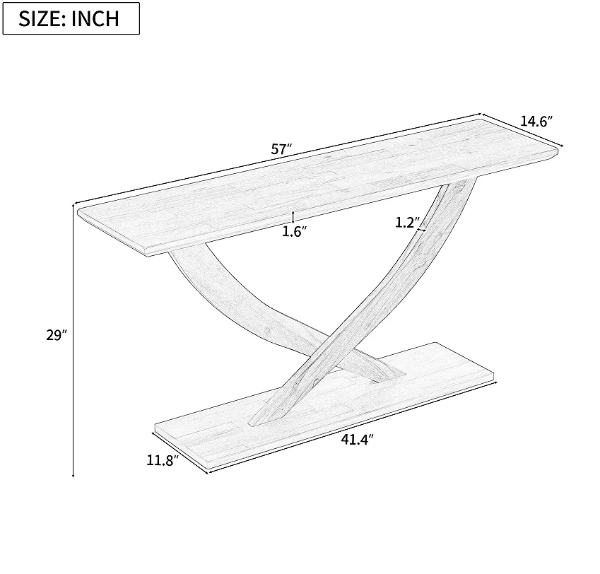 #Modern Rustic Console Table With Cross-Leg Construction And Ample Surface Space