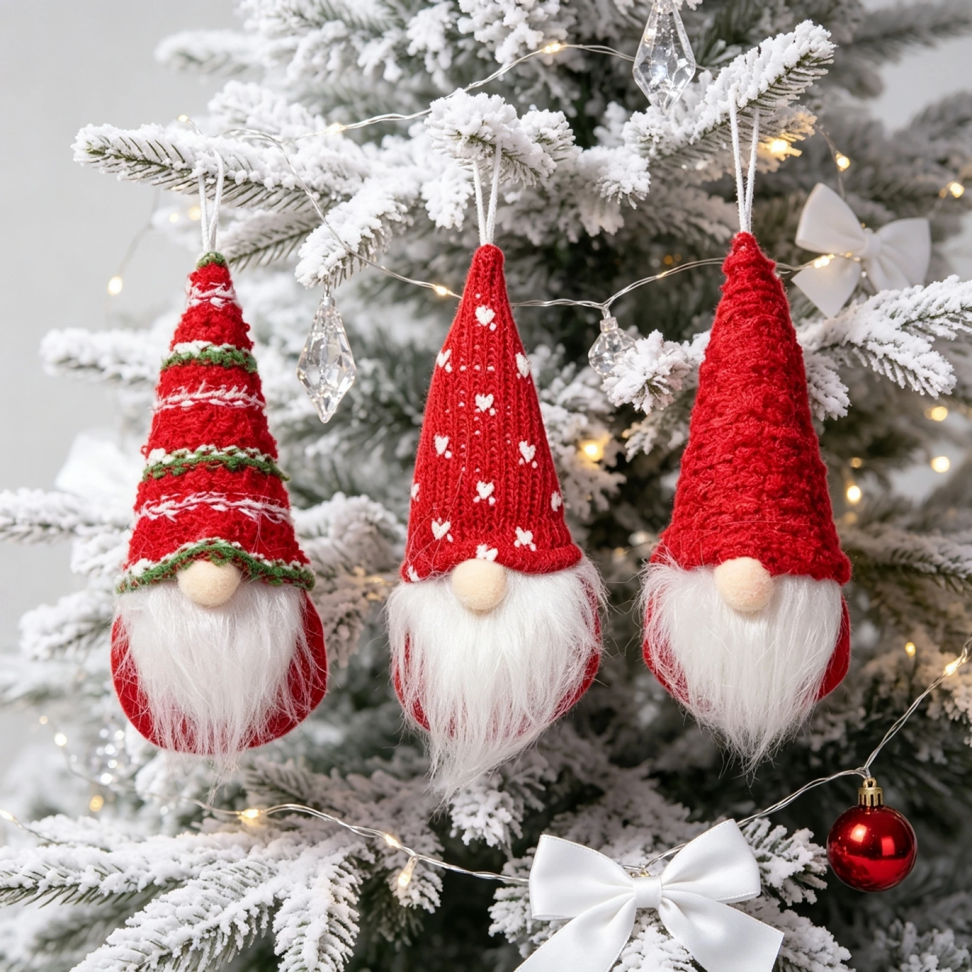 3 Pcs Christmas Stuffed Gnome Ornaments Faceless Doll Pendants for Tree