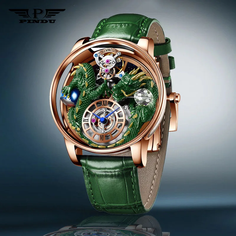 

PINDU Design Watchmakings House of Dragons Astronomia Art 3D Dragon Astronomia Кварцевые часы Мужские Astronomia Solar Montre Homme