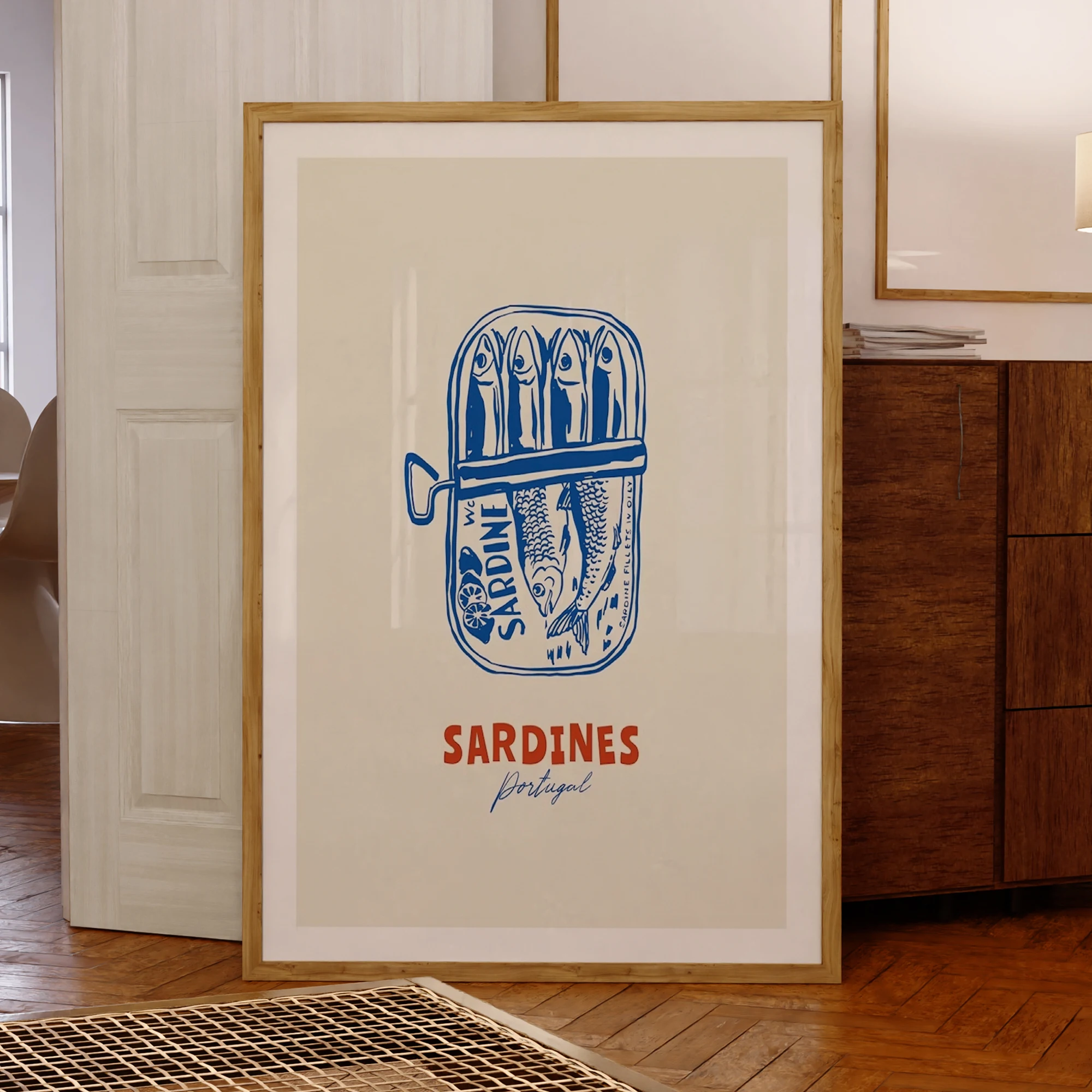 Blue Sardine Canned Food Art Prints Canvas Painting Poster Picture For Living Kitchen DiningRoom Home Decor