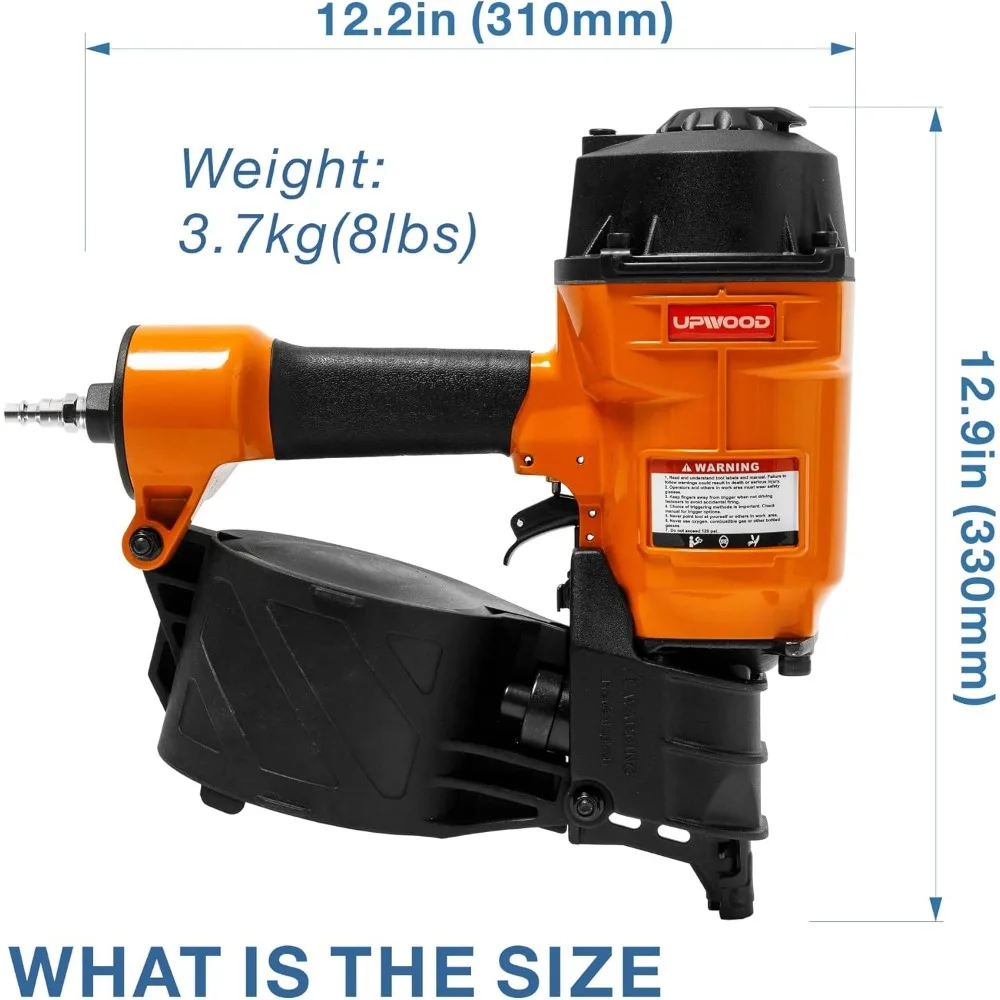 Chiodatrice a bobina pneumatica CN70 di UPWOOD, da 2 pollici a 2-3/4 pollici Pistola sparachiodi per rivestimenti a spirale da 15 gradi Chiodatrice per recinzione a tiro rapido Bobina pneumatica