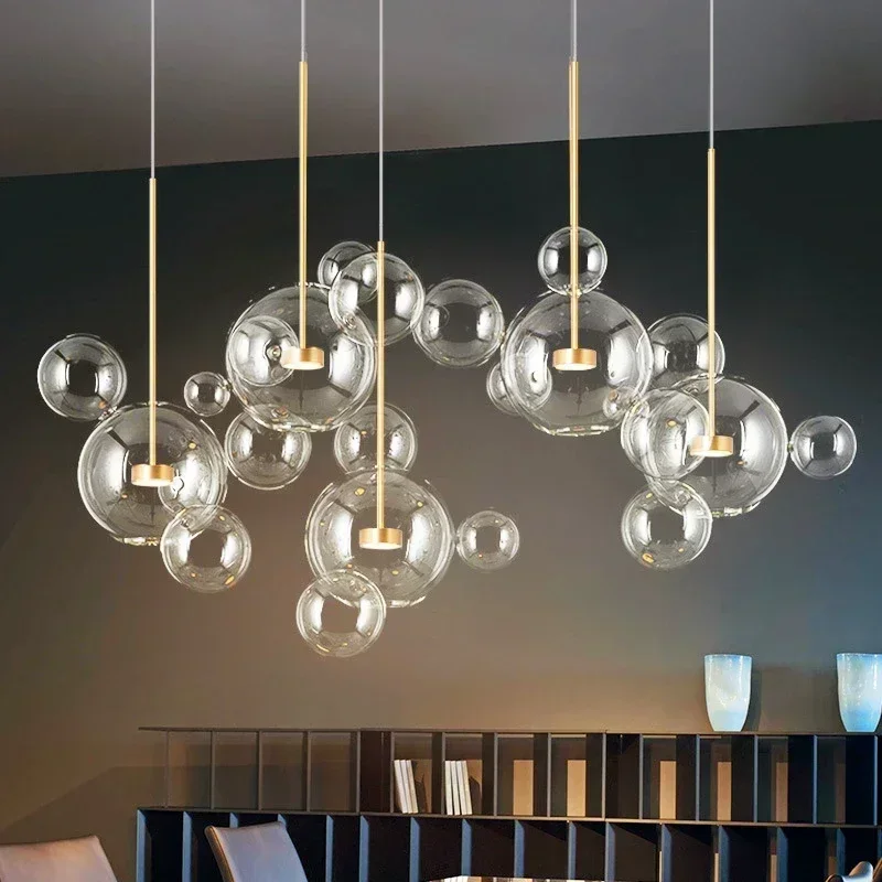 Modern LED Mickey Glass Bubble Сeiling Chandeliers Living Room Lamp Children's Room Hanging Light Home Decor Bar Indoor Fixture