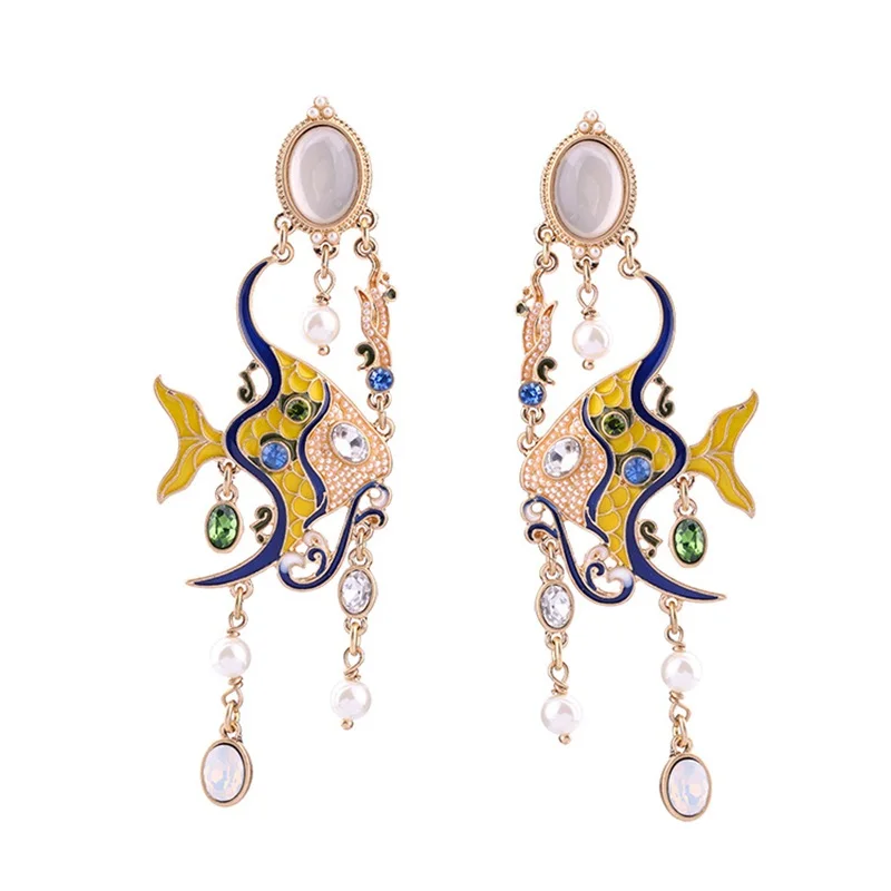 Fresh enamel glaze cute frog asymmetric earrings temperament woman jewelry fashion earrings