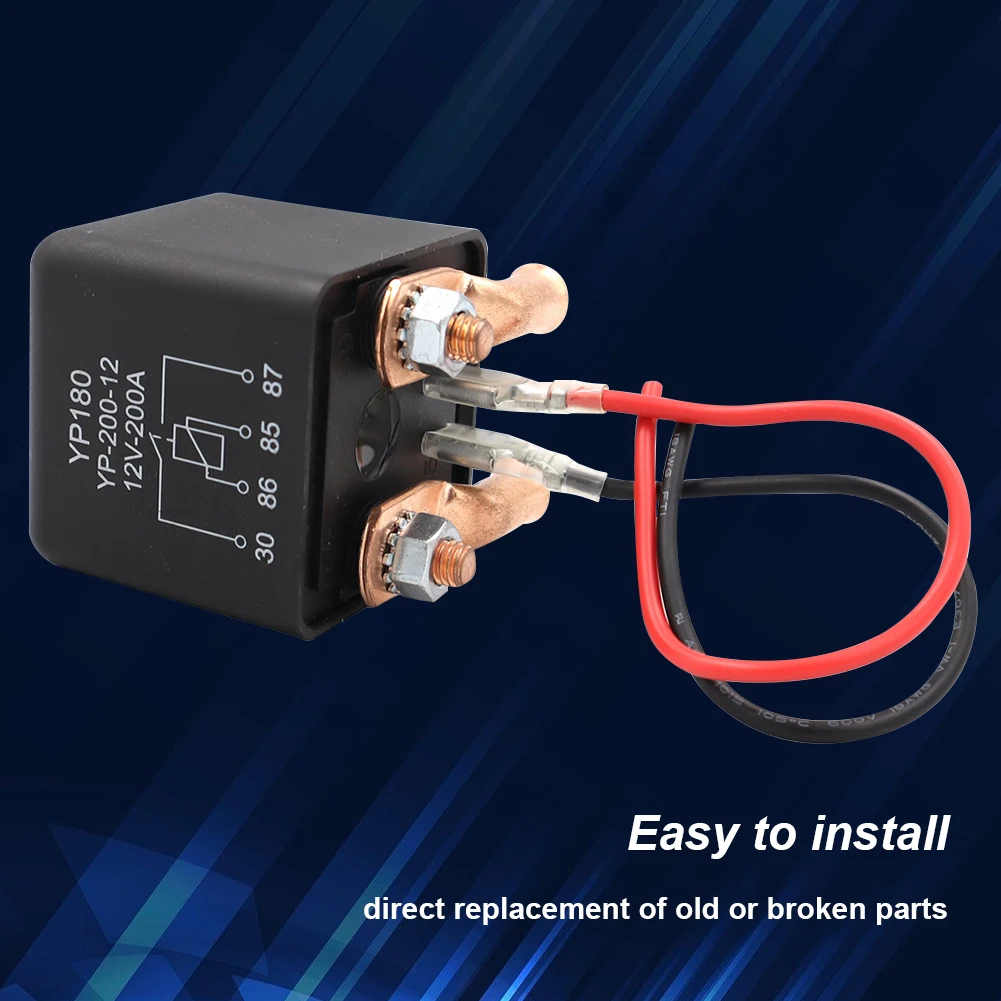 4Pin DC 12V 200A Battery Isolator Relay Start On/Off Car Power Switch Automotive High Current Relay Starting Relay with Terminal