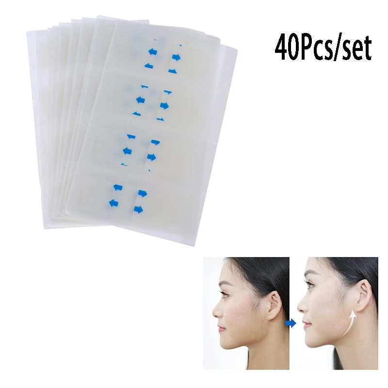 Invisible V Face Lift Tapes, Adesivo de Remoção de Rugas, Testa e Pescoço Adesivo Pad, Anti Aging Patch, Máscara Facial Emagrecimento, 40Pcs