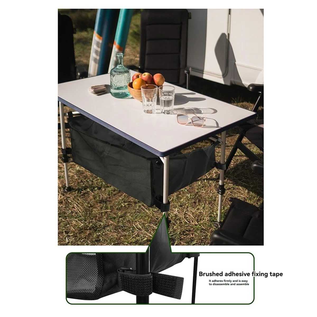 2525+ Camping Table Hanging Net Mesh Basket Organizer Rack Bag Net Bag Under Table Storage Bag for Outdoors Picnic Cookware