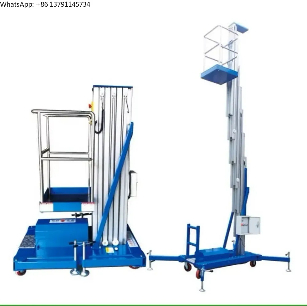 4M 6M 8M 9M 10M 110KG Aluminum Single Alloy Lift Vertical Mast Lifts Self Propelled Mast Lift