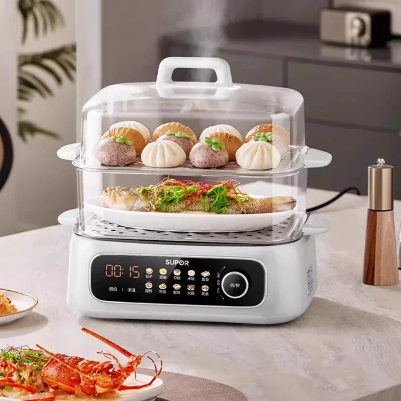 

Электрическая пароварка Supor, многофункциональная бытовая трехслойная 2200, новая пароварка для тушения, многофункциональная встроенная кастрюля, новая