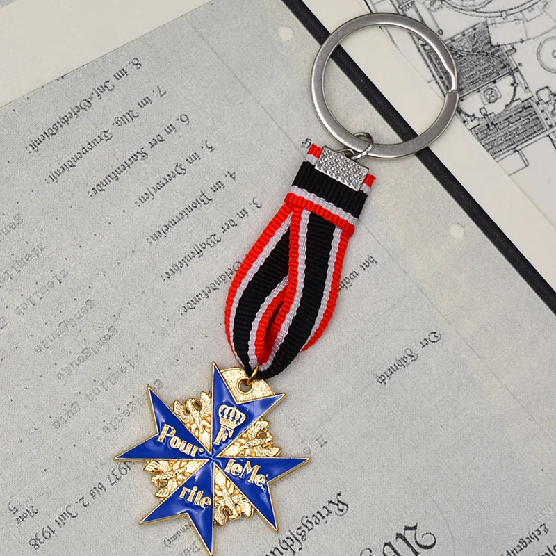 NONE Preußische blaue Max-Kreuz-Medaille, Frederick, europäische Krone, Eichenblatt, Tapferkeit, Medaille, Abzeichen, preußische Medaille, Militärzubehör 9