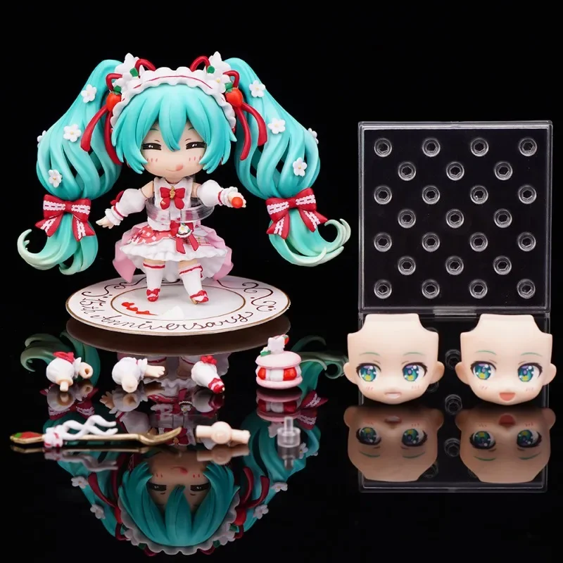 Hatsune Miku Q versión Nendoroid, 10,5 cm, edición del 15 ° aniversario, 1939 #, adorno para pastel de fresa Miku, Morikura, Nendoroid