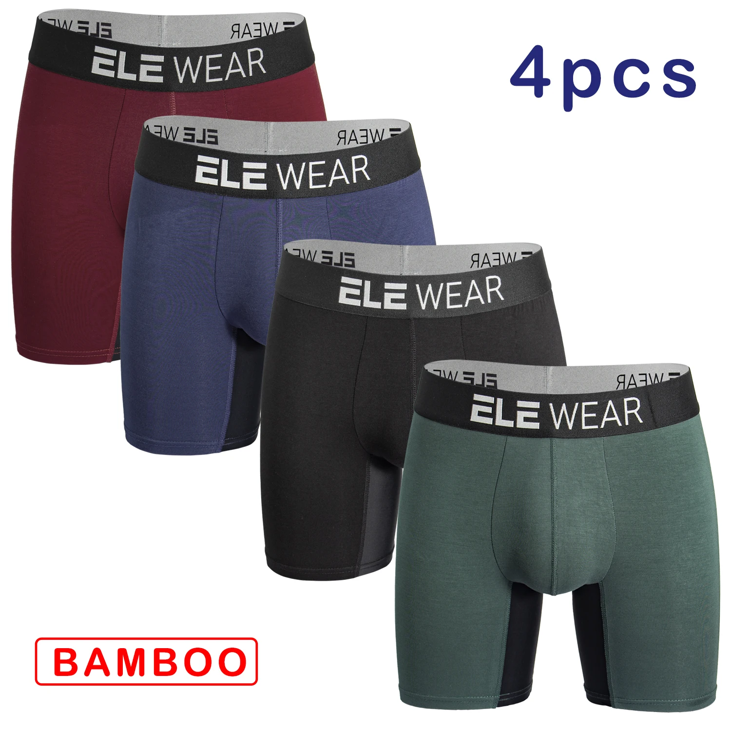 4 قطعة ملابس داخلية للرجال من الخيزران الملاكمين تنفس الرجال boxershort الرجال سراويل داخلية حجم كبير الملاكمين الموضة ملخصات جذوع