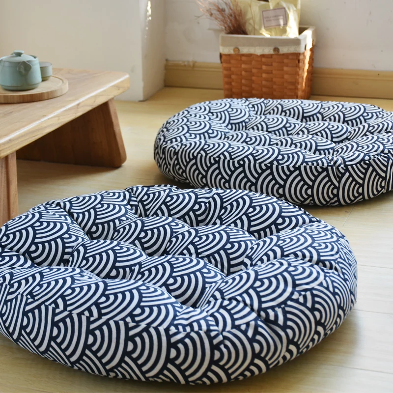 

Cotton and linen futon beautiful buttock cushion thick fabric round Japanese balcony bay window tatami windowsill