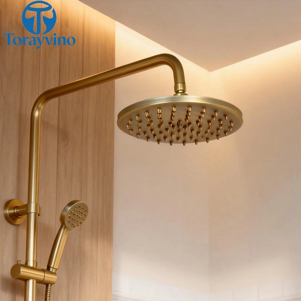 

Torayvino Насадка для душа с дождевой насадкой для ванной комнаты, латунная круглая форма, 8-дюймовая насадка для тропического душа, ручной душ, насадка для душа в ванной комнате без рук