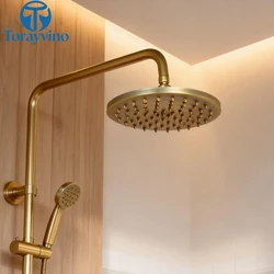 Torayvino Bathroom Rainfall Shower Head Brass Round Shape 8 -inch Rain Shower head Hand Shower Bathroom Shower Head Without Arm