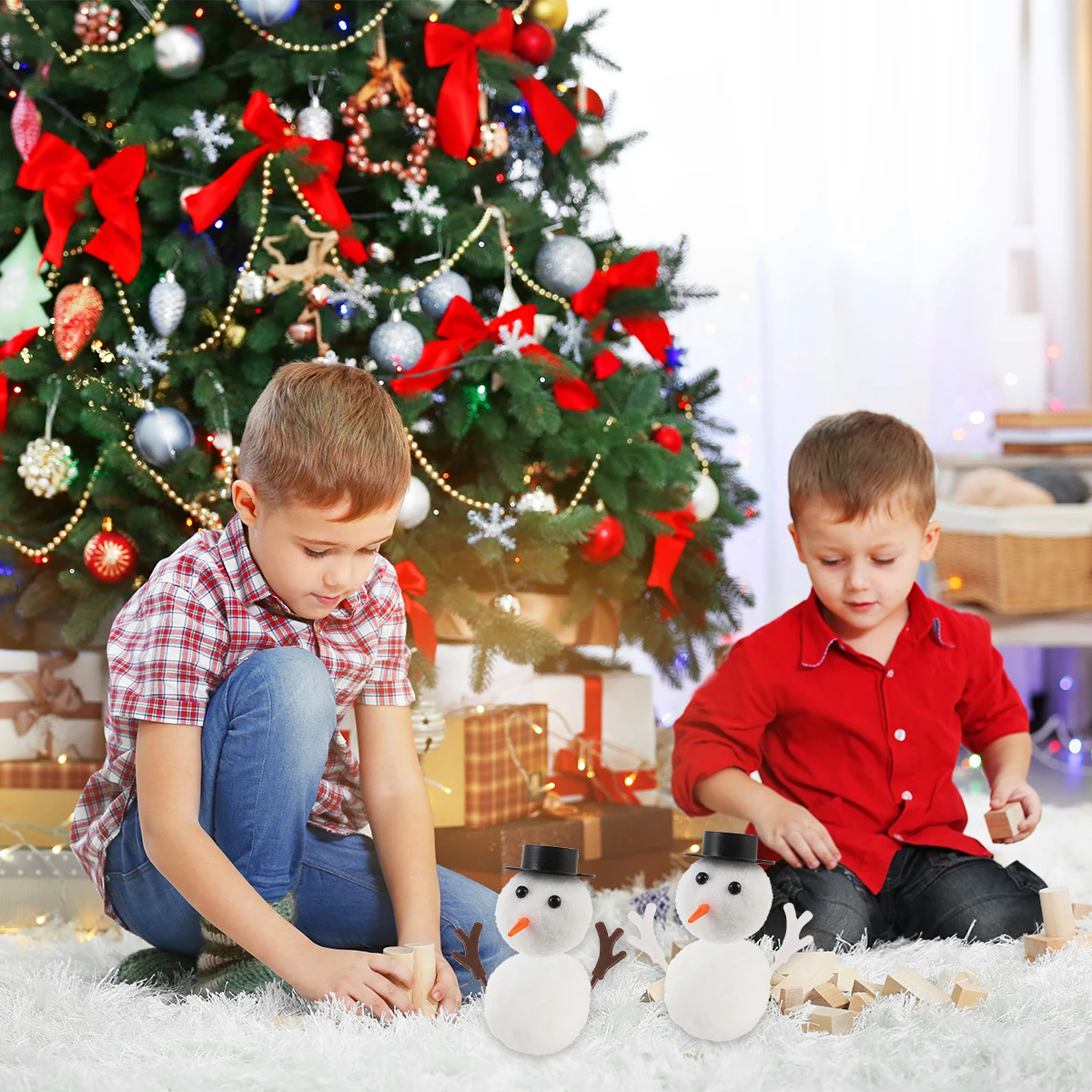 

46pcs Snowman Diy Materials Kit Creative Christmas Decoration Craft Ornament For Winter Family Activity Reusable Parent-Child