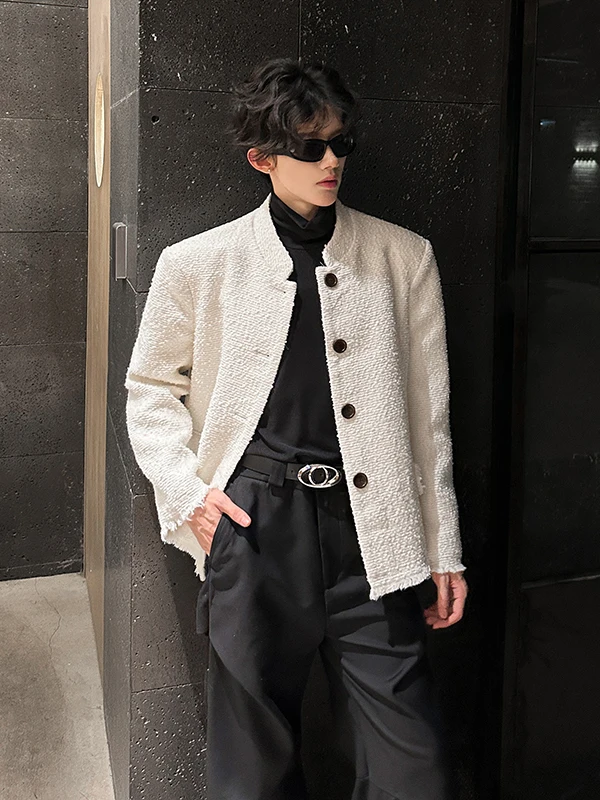 

Мужская утепленная куртка Tangz Studio без воротника из роскошного фланеля, осенняя модная элегантная куртка из полиэстера