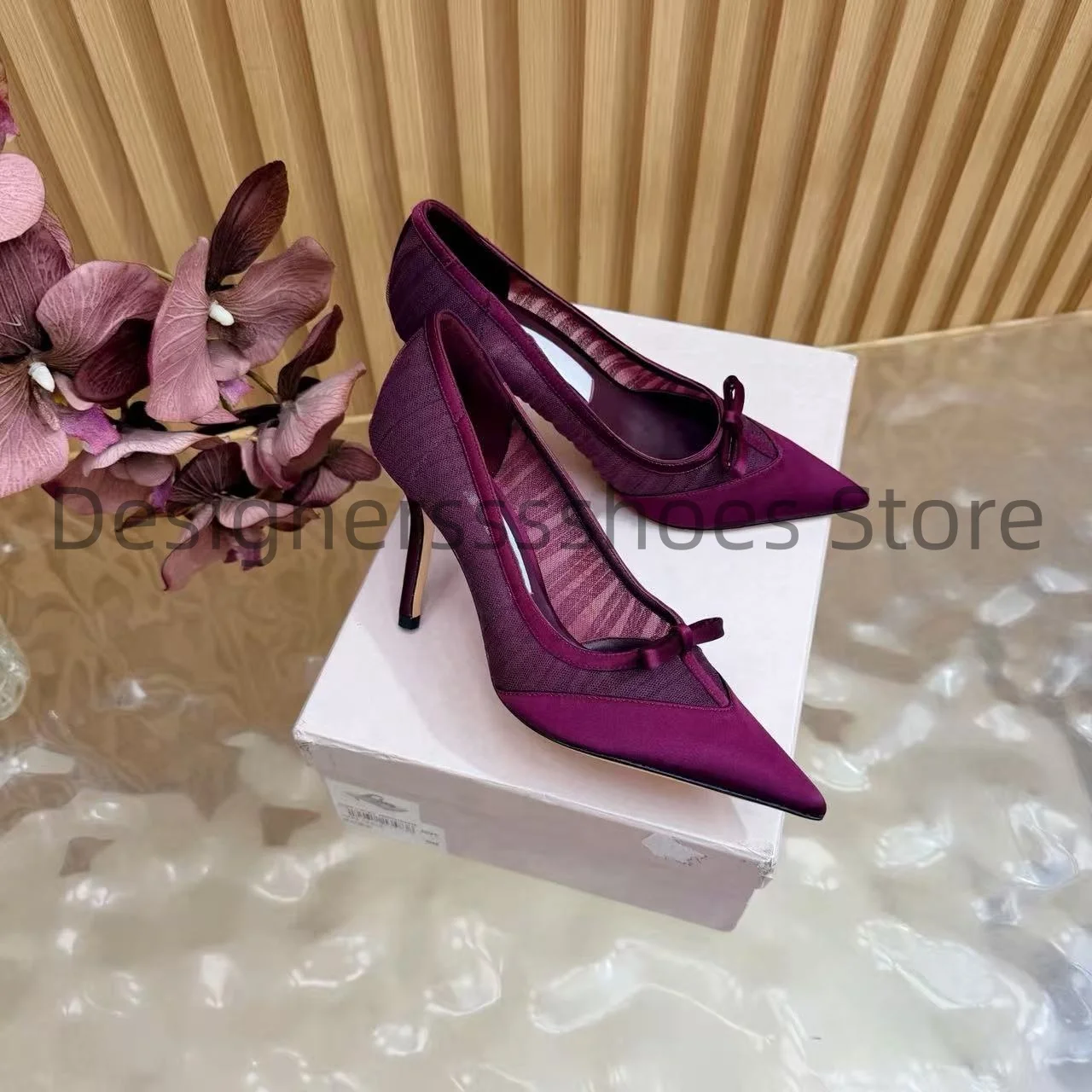 2026 Spring Summer High Heel Sandals Lace Silk Upper Metal Toe Lambskin Lining Italian Leather Outsole 8.5cm Heel Sizes 34-41