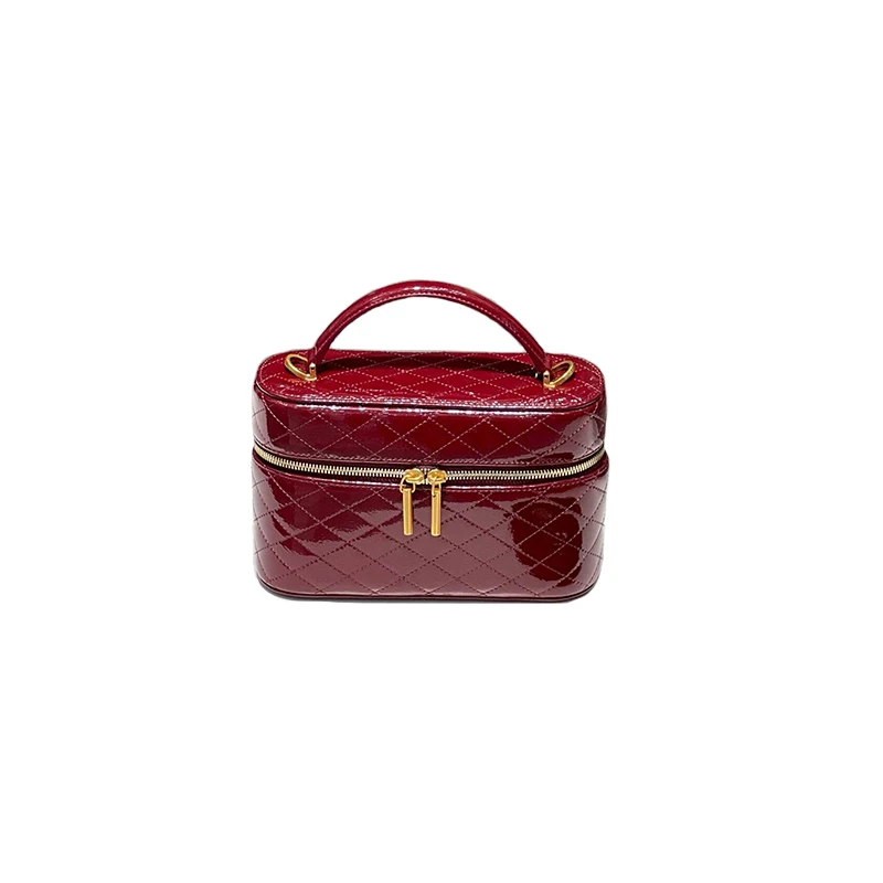 

Red Leather Handbag Women's Faionable Box ape Wedding Bag Casual Sle Single oulder Satchel Pure Color Pattern