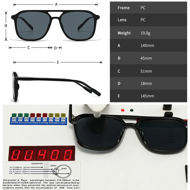 SO&EI Retro Double Bridges Men Square Sunglasses Fashion Blue Green Shades UV400 Women Trending Gradient Sun Glasses