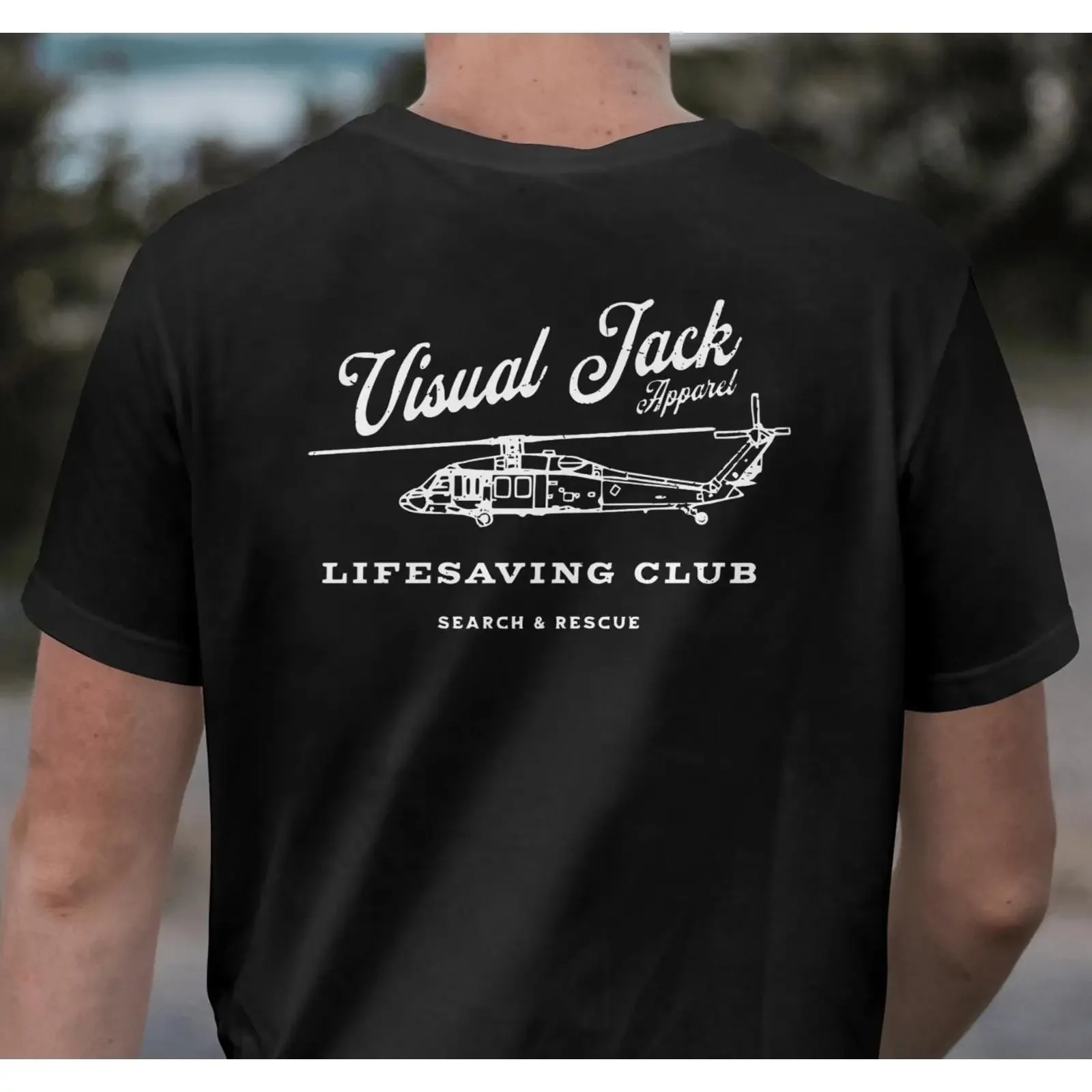 Visual Jack Lifesaving Club T Shirt MH 60S Search and Rescue vintage Washed Stretched Comfortable streetwear Soft Breathable