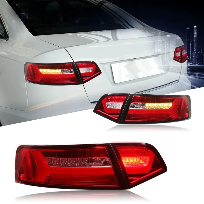 For Audi A6 Luminous Tail Lights 2009-2011 A6L C6 Dynamic Signal Tail Lights Animation After Stop Brake Backing Parts Headlights