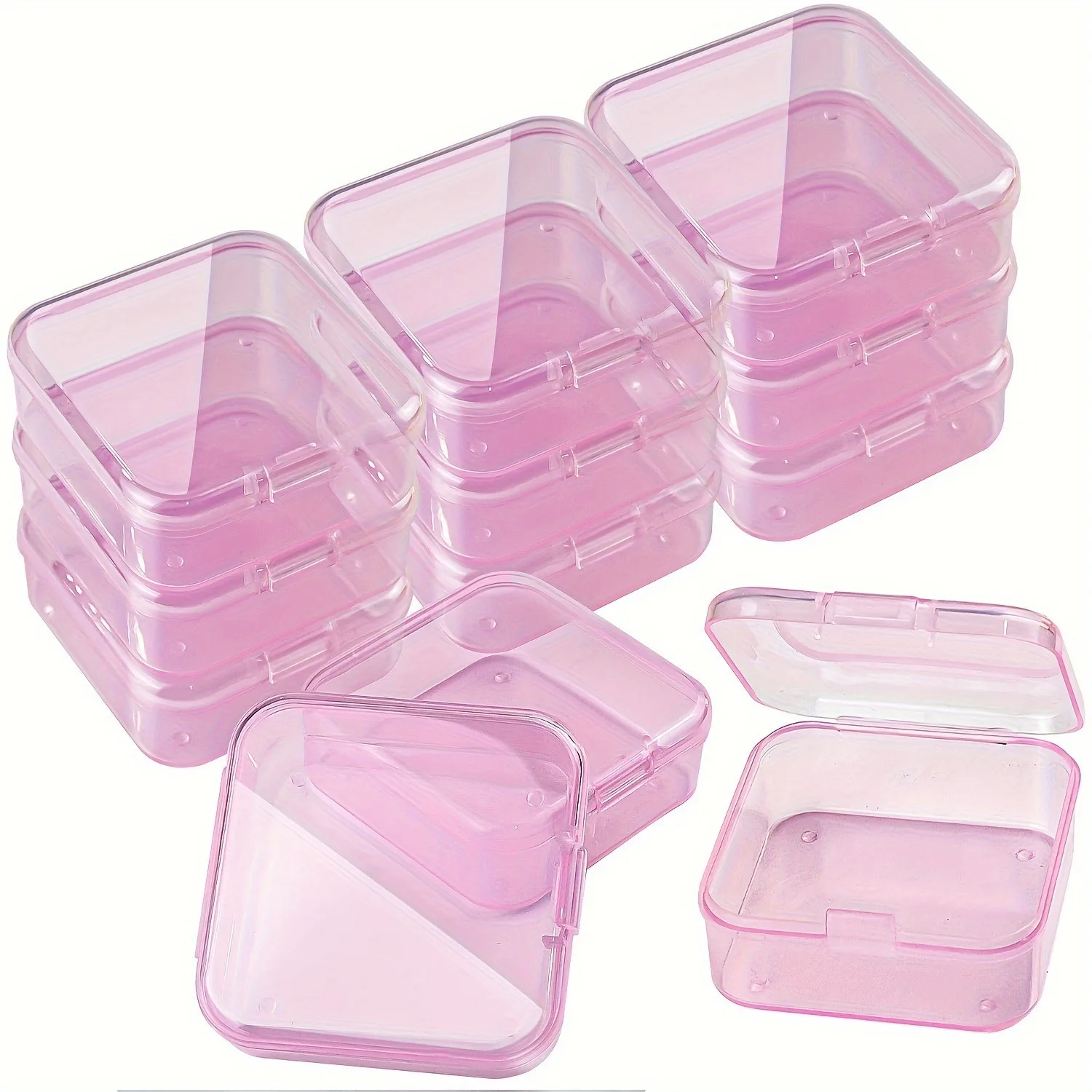 5PCS Mini Plastic Storage Box Transparent Jewelry Storage Box Container Portable Earring Ring Earplugs Packaging Storage Case