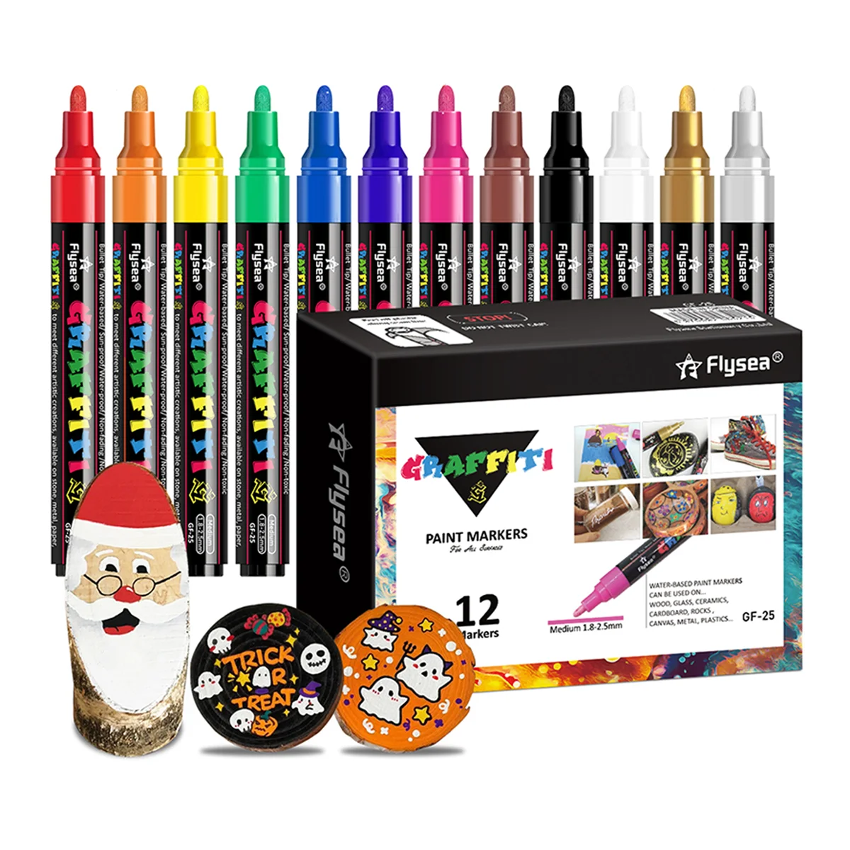 

12/18/24 цвета/коробка, художественные маркеры на рождественскую тематику-художественные акриловые маркеры, подходят для художественной живописи «сделай сам», праздничные каракули, школы