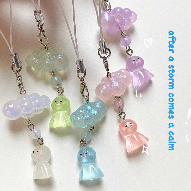 Simple Cloud Phone Charms Mobile Strap Sweet Phone Anti-Lost Chain Backpack Decoration Accessories Gifts