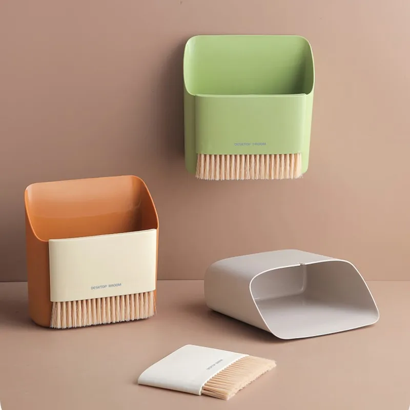 Self-designed Small Broom and Trash Can Set, Desktop Mini Small Cleaning Brush Storage Set Broom and Dustpan Set