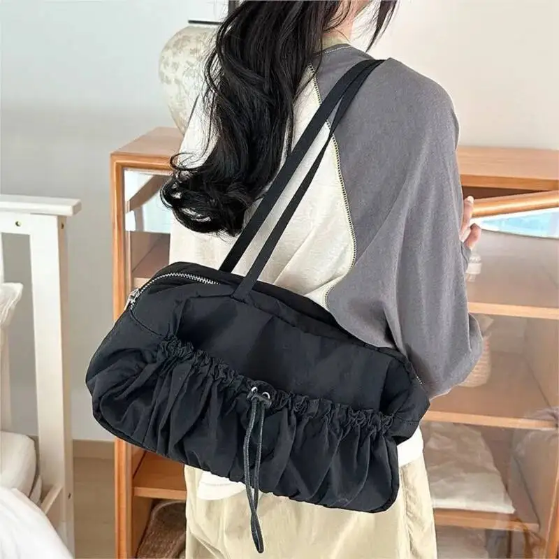 Bloom Haruku Green Shoulder Bags Women Retro Nylon Pocket Chic Casual Handbag Female Vintage Portable Underarm Bag Purse