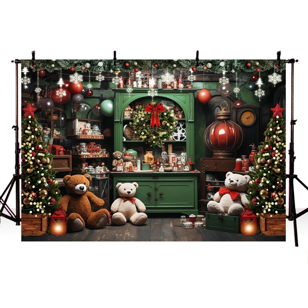 Arrière-plan de Décoration de Noël d\'Hiver, Forêt, Ville, Père Noël, Décors de Portrait pour Enfants et Adultes, Accessoires de Studio Photo