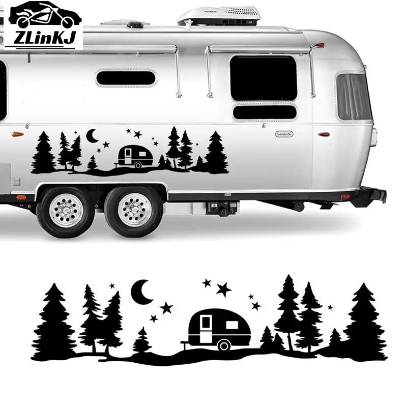 Trees Forest Vinyl Body Decal Sticker for SUV RV Van Caravan Offroad Car Decor