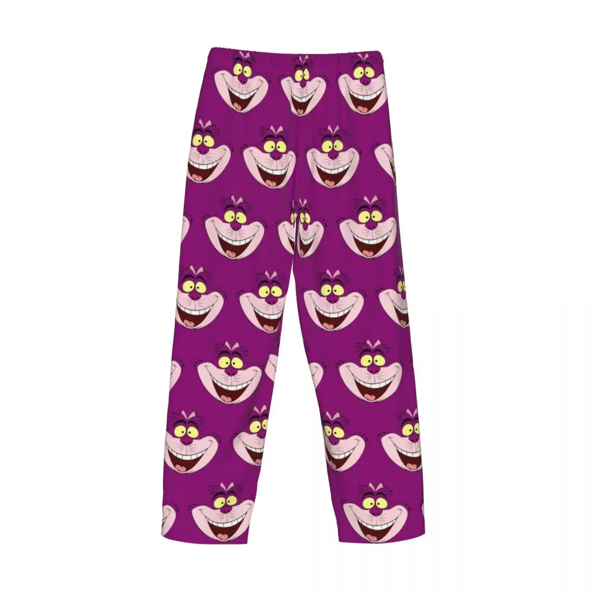 Pantalones de pijama personalizados con diseño de gato de Cheshire para hombre, ropa de dormir elástica con bolsillos, Alicia en el país de las Maravillas, salón de dibujos animados