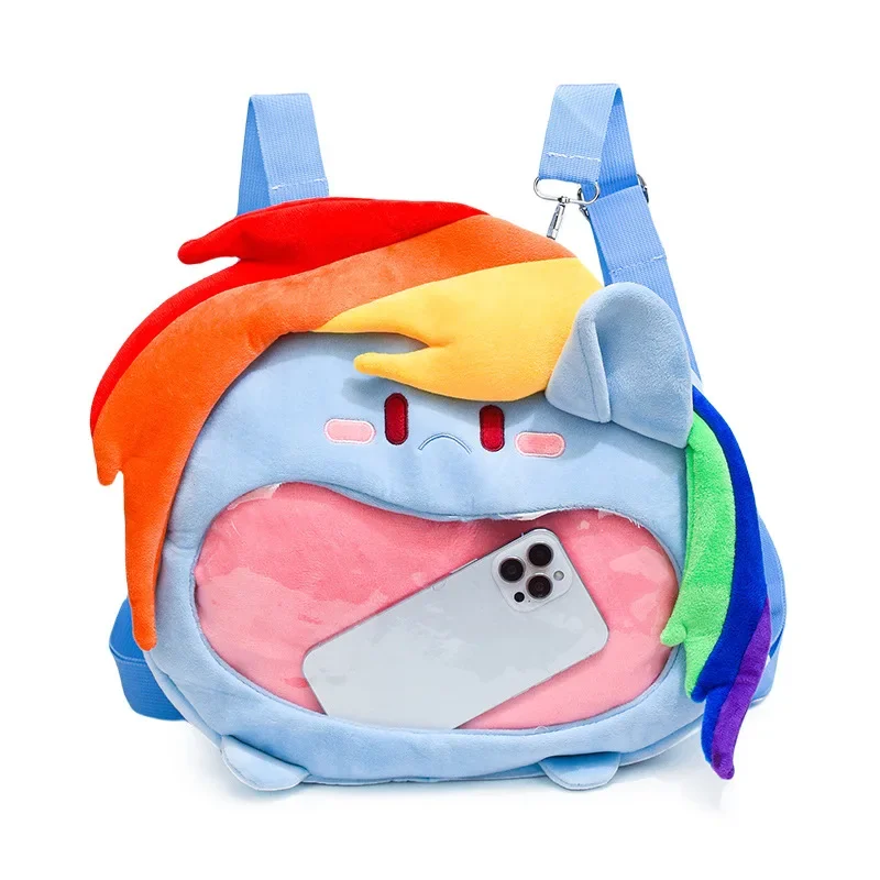 2024 New My Little Pony Two-dimensional Plush Backpack Girls Cute Itabag Casual Kawaii Rainbow Dash Large Capacity Backpack